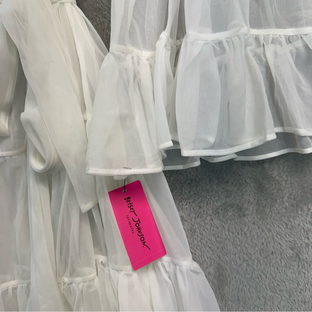 Vintage Betsey Johnson Intimates OS Robe Tricot Sheer Ruffles - Picture 3 of 6